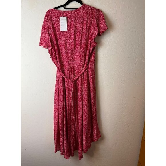 Zesica Juniors XL Red Polka Dot Ditsy Floral Partially Lined Ruffle Detail Wrap - Picture 4 of 8